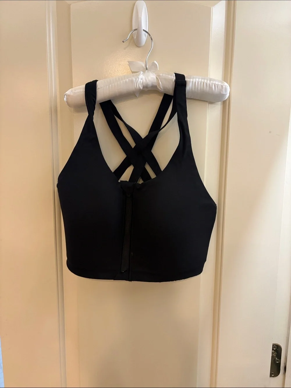 Set of 3 Lulu Lemon Black Front-Zip High-Support Sports Bra w/ Crisscross Straps